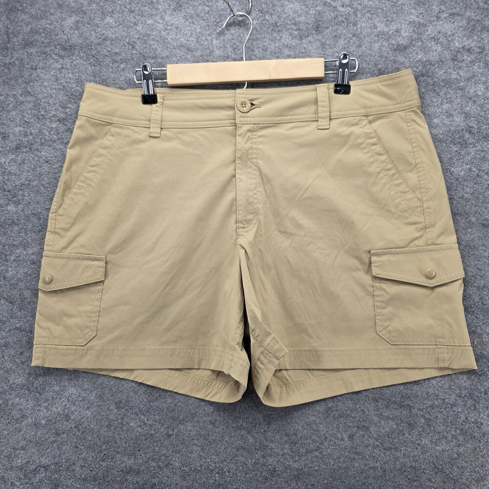 Eddie Bauer Shorts Womens 16 Khaki Cargo Hiking Stretch Nylon Spandex Pockets